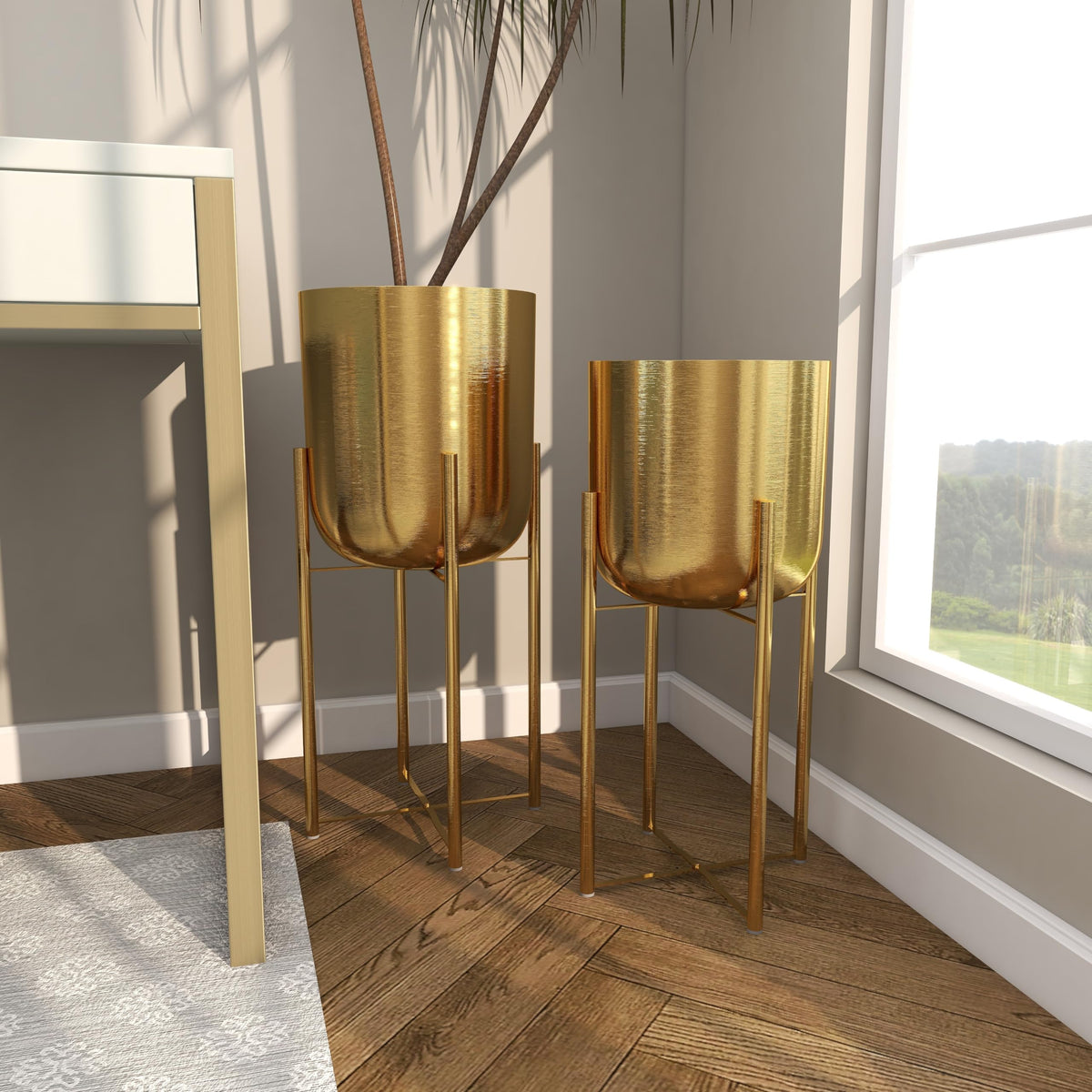 Glam gold finish enhances any room or patio setting.
