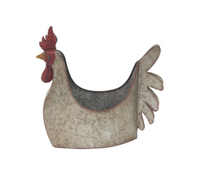 Deco 79 rooster planter front view for porch decor and focal plant display