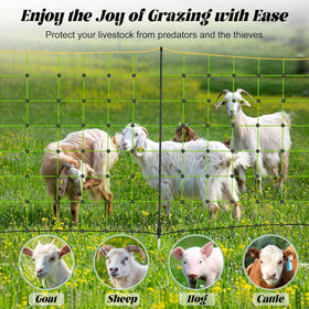 Decofy bright green netting enhances visibility for livestock boundaries.