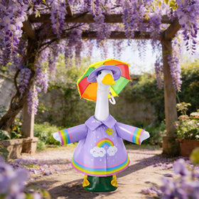 DECOHS fabric umbrella and plastic components ensure durable seasonal decor