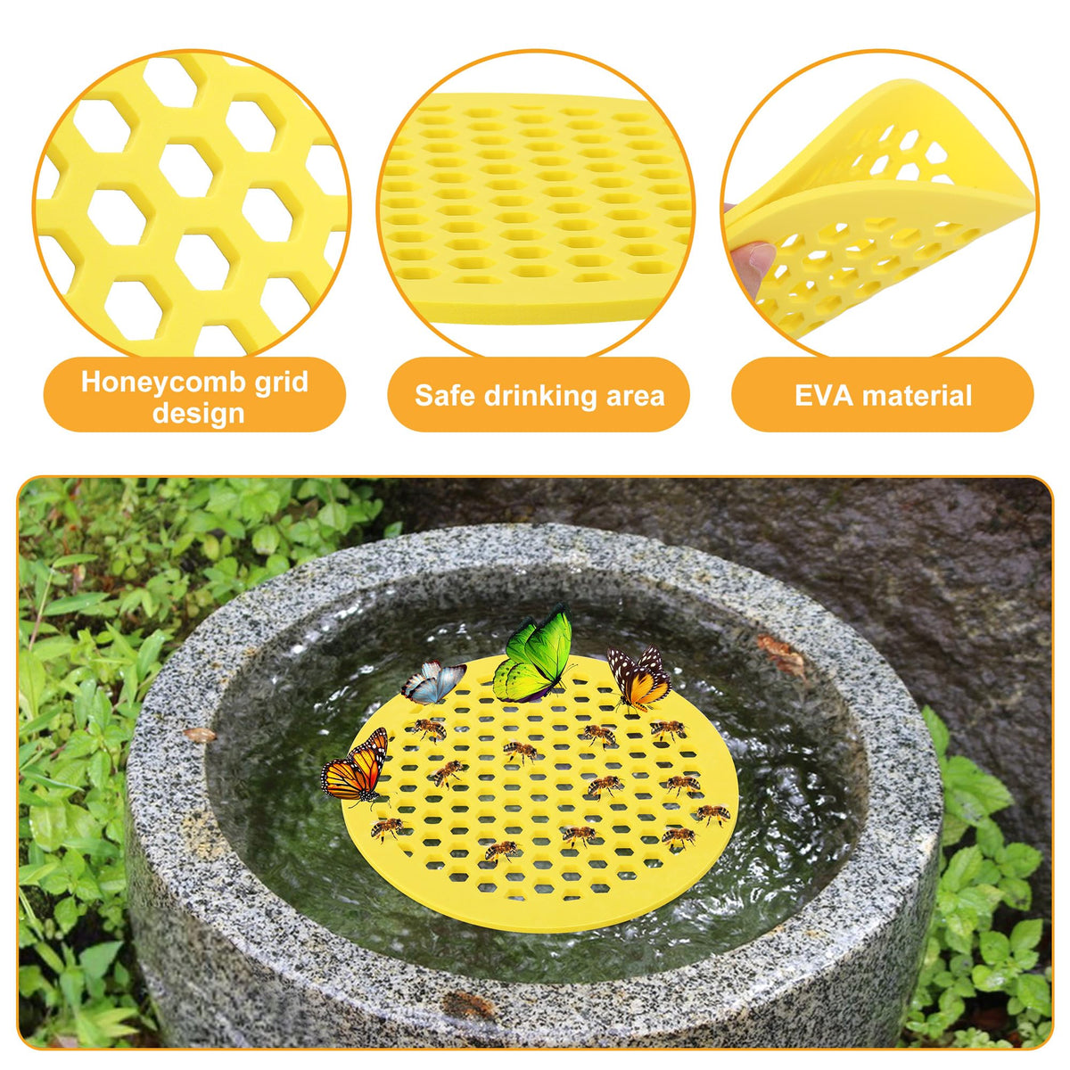 DECOHS floating bee island on patio setup for garden decor