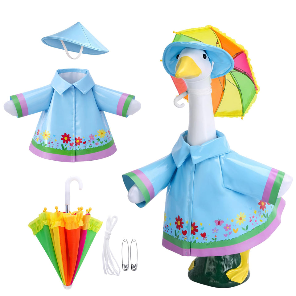 DECOHS duck-goose raincoat blue for 23-inch statue, weather-ready lawn decor