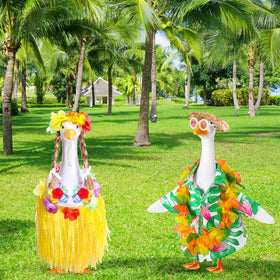 DECOHS wig and glasses on goose statue offers customizable summer style.