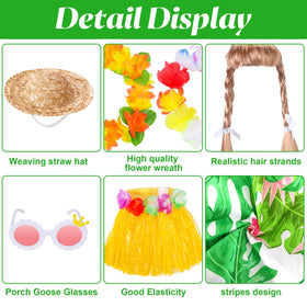 DECOHS grass skirt on 23-inch goose boosts playful garden centerpiece.