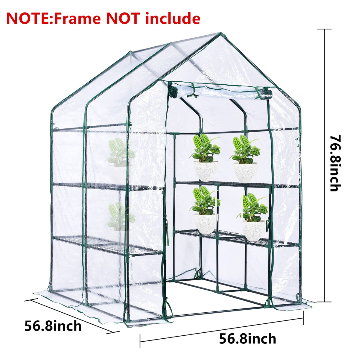 DECOHS greenhouse cover with roll-up zipper for convenient entry during gardening.