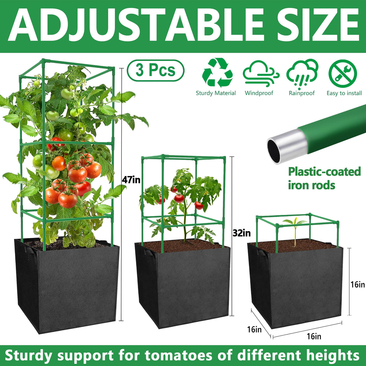 DECOHS 17-gallon square grow bag promotes even moisture and plant growth.