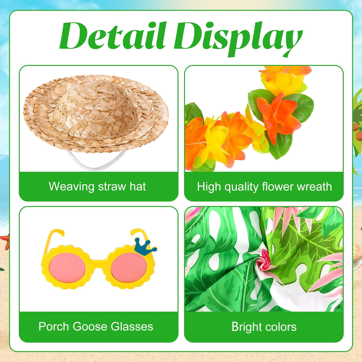 DECOHS Hawaiian wreath enhances outdoor display with tropical flair.