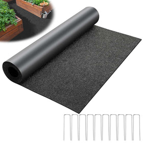 DECOHS mulch mat roll laid over soil for weed control in a 10x2 ft area