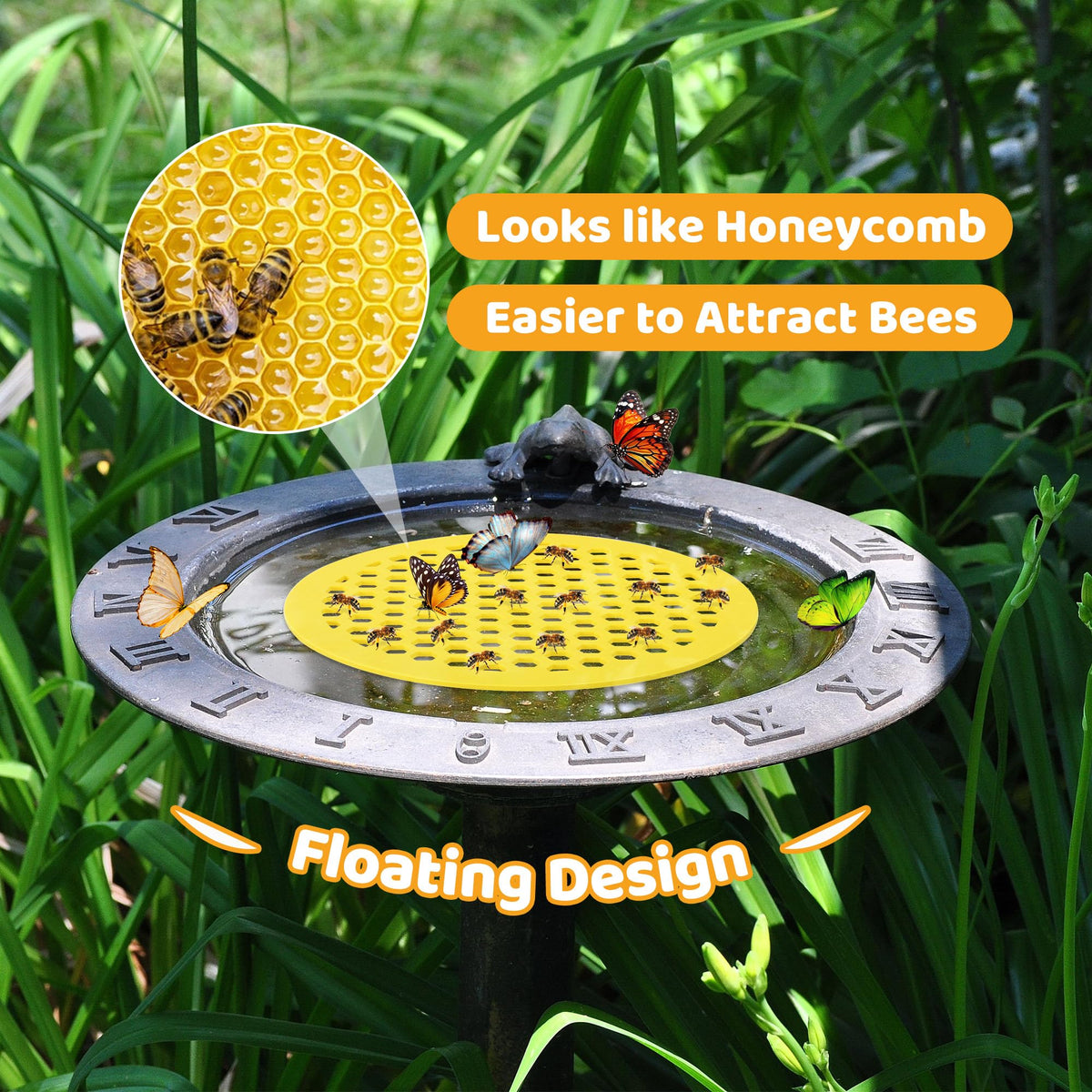 DECOHS outdoor garden scene with bees and yellow islands