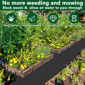 DECOHS outdoor garden setup with the mulch mat for a neat look