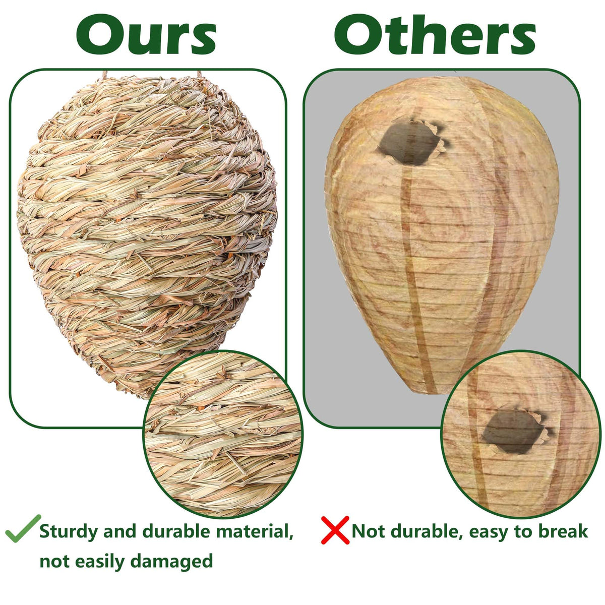 DECOHS outdoor garden deterrent nest mounted on eaves helps deter wasps