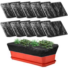 DECOHS planter box mulch cover on a rectangular 29x13.5 inch planter blocks weeds and retains moisture