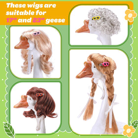 DECOHS porch goose wig playful curls adds movement and whimsy to garden statues.