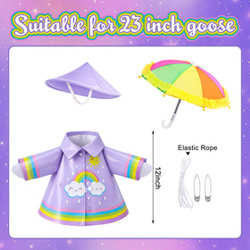 DECOHS rainbow umbrella with purple raincoat brightens outdoor garden decor