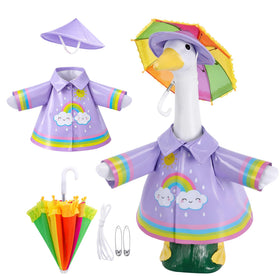 DECOHS raincoat outfit on a 23-inch goose statue adds playful curb appeal