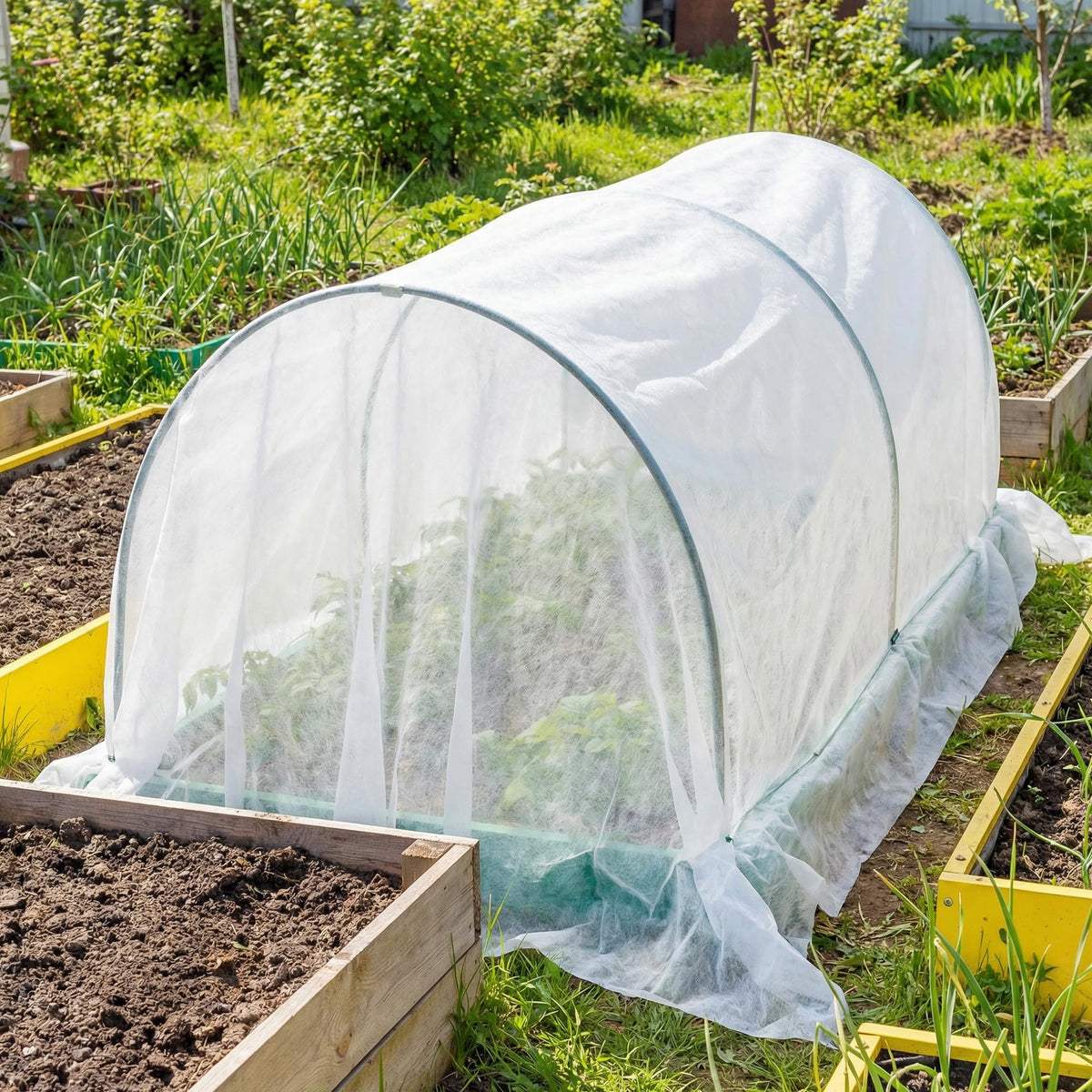 DECOHS shade cloth secured with weights demonstrates simple installation