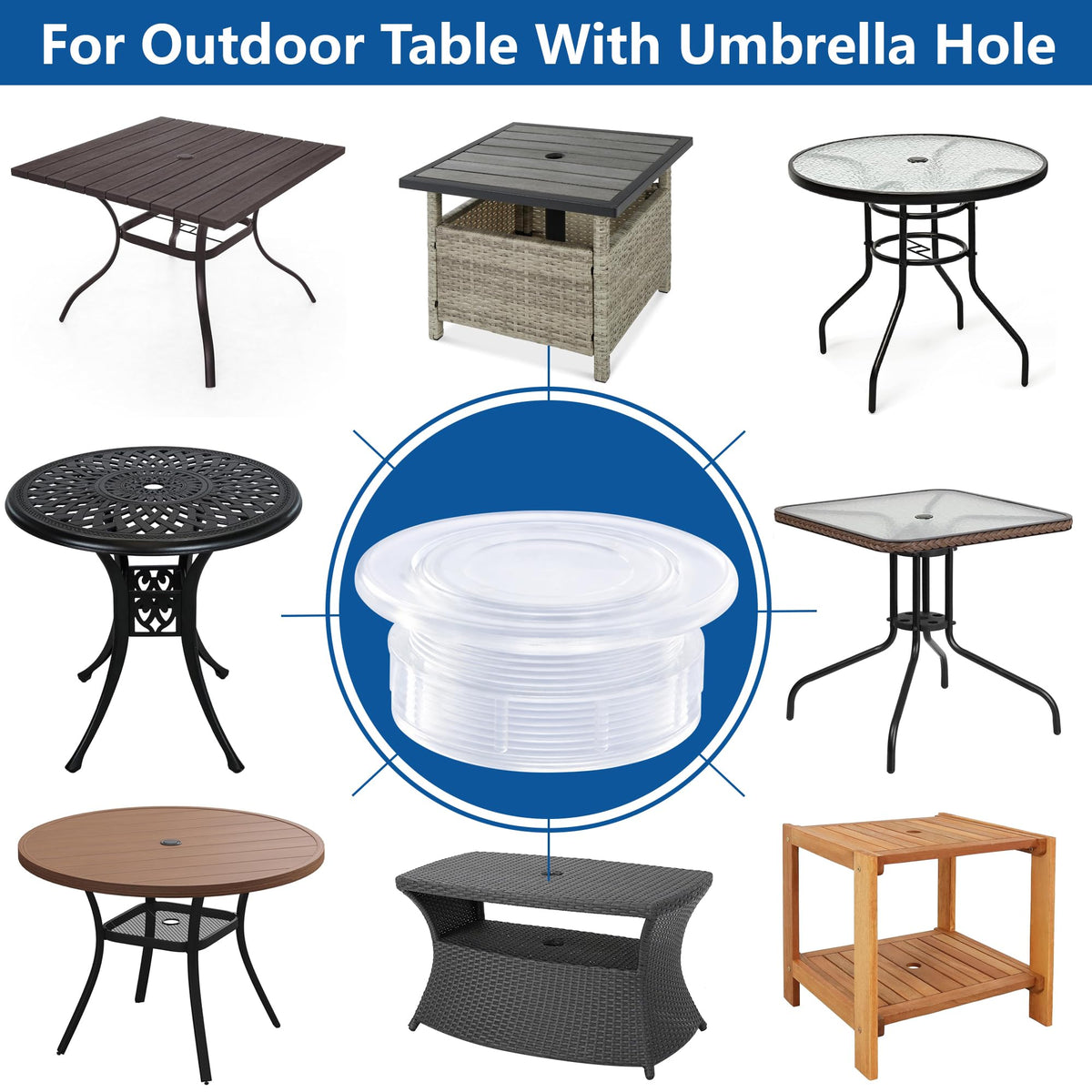 DECOHS table hole insert shields pole from scratches and wind