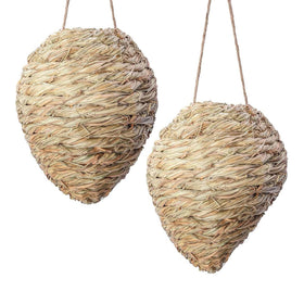 DECOHS woven reed wasp nest closeup shows natural texture for garden decor