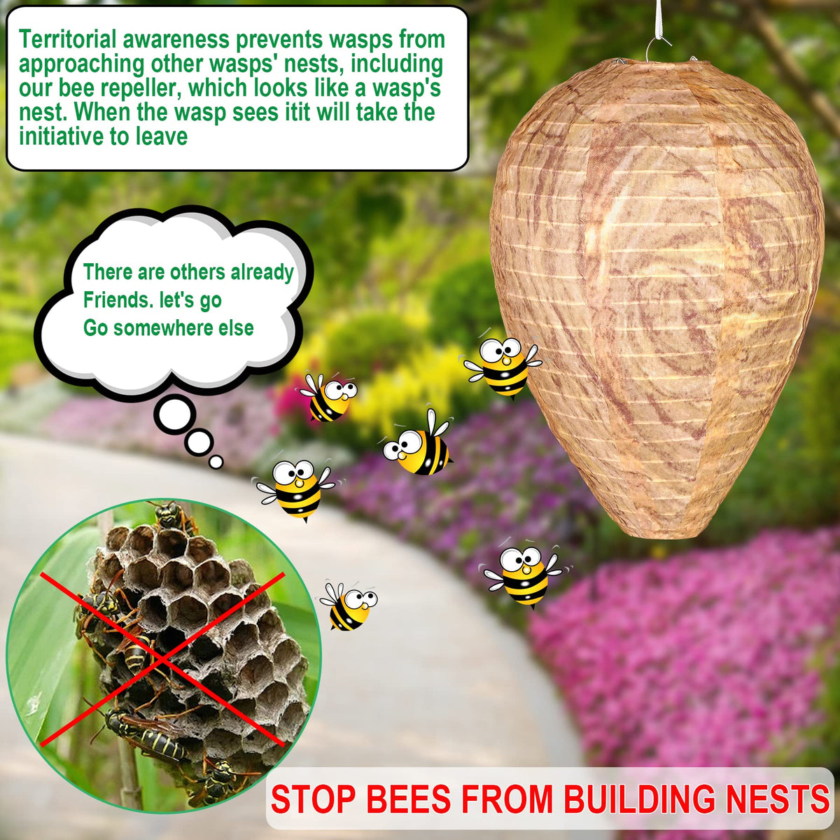DECYOOL waterproof polyester nest decoy withstands rain and wind for durable outdoor use.