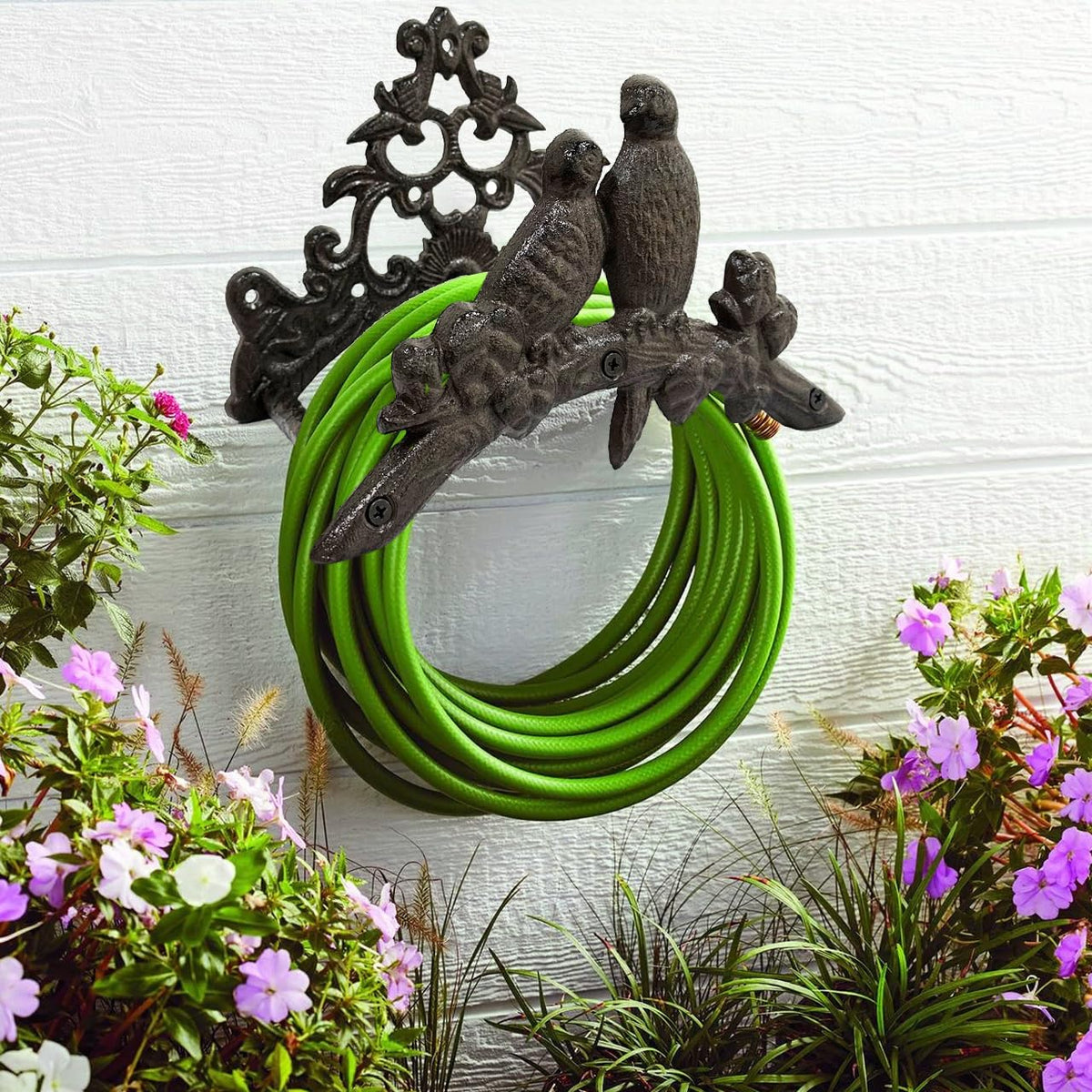 DecorGarden hose holder is easy to install with included screws.