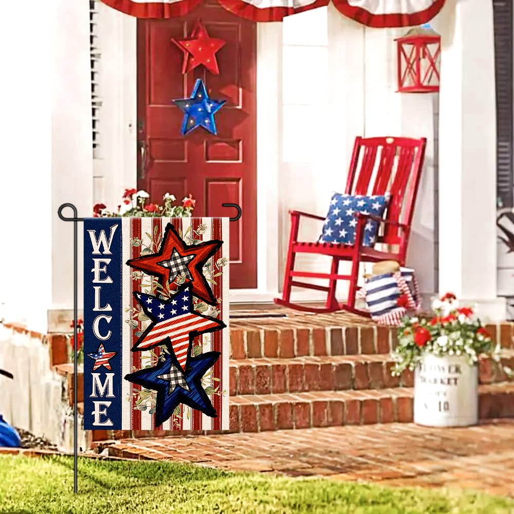 Decorhua Independence Day flag burlap texture for rustic outdoor charm