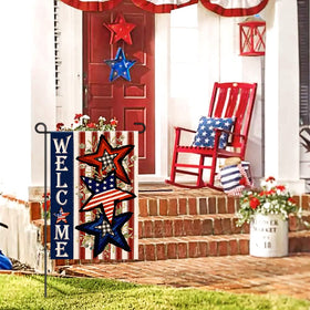 Decorhua Independence Day flag burlap texture for rustic outdoor charm