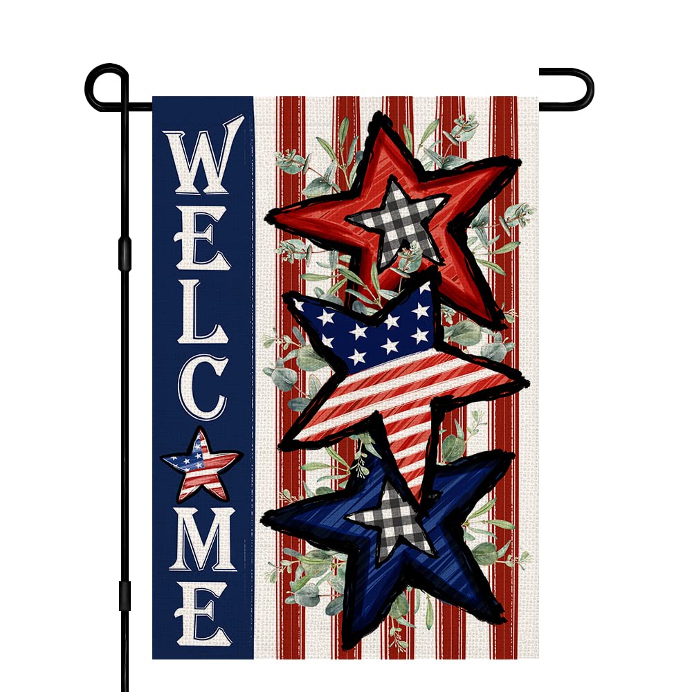 Decorhua Independence Day flag front view adds curb appeal with bold stars and stripes