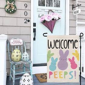 Decorhua Welcome Easter Garden Flag back view showing same bunny design for double-sided visibility