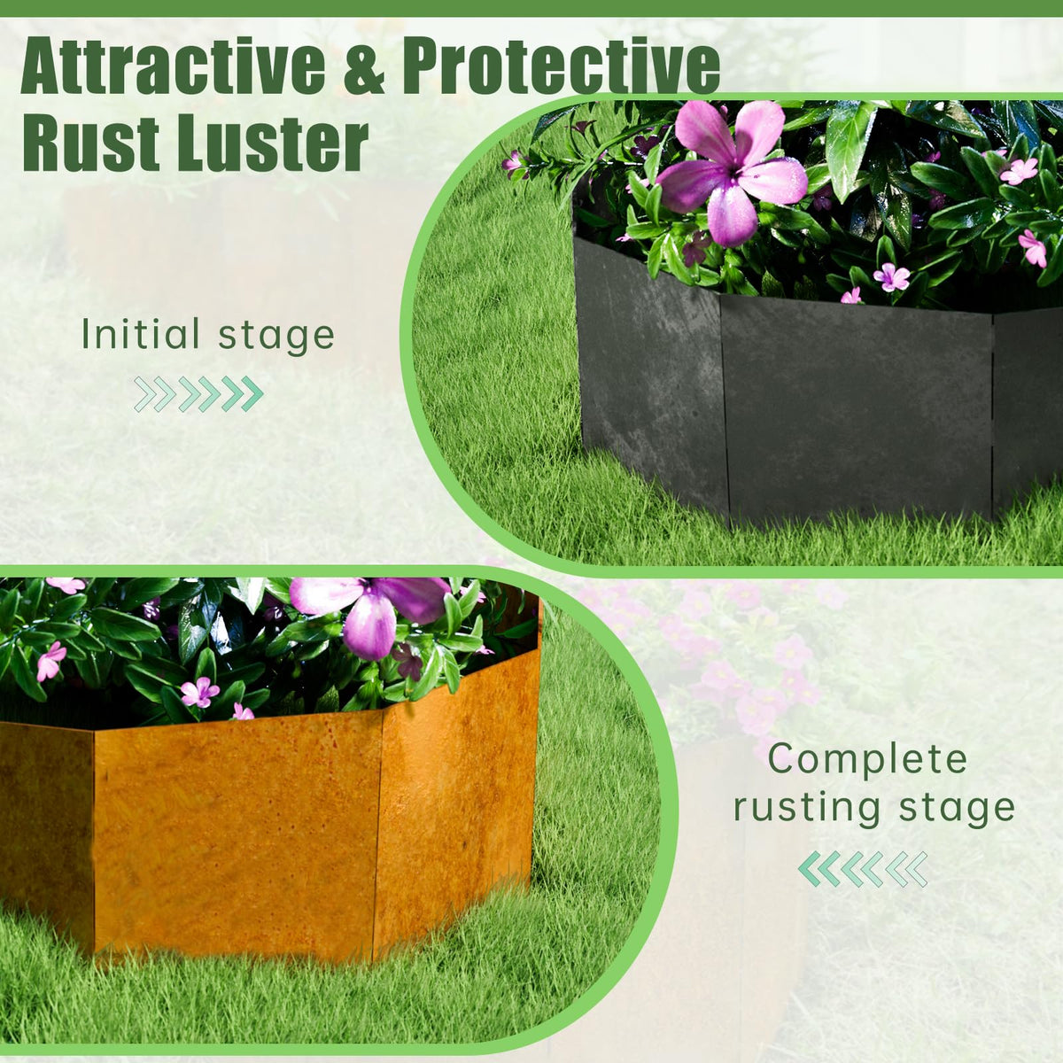 Decoroca Corten Steel Hillside Planter perforated design enables easy alignment on slopes.