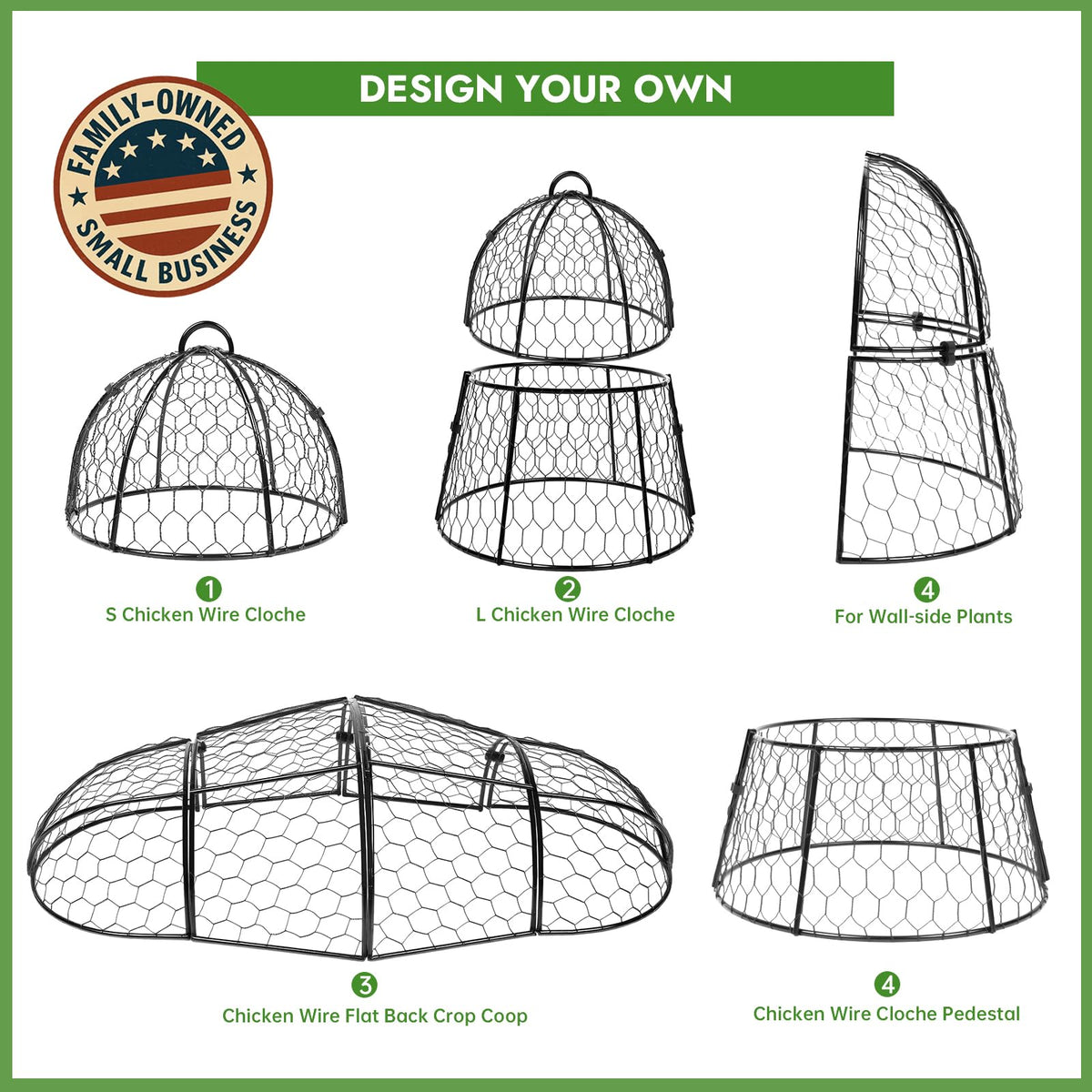Decoroca cloche base separable for mature plant protection with easy access.