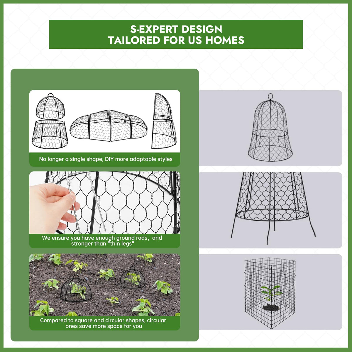 Decoroca four U-shaped stakes improve wind resistance per cloche.