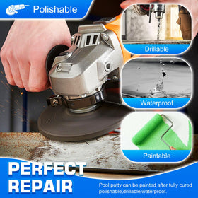 DecorRom pool putty cures into a durable, finish ready surface