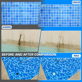 DecorRom pool putty being used to seal an underwater leak