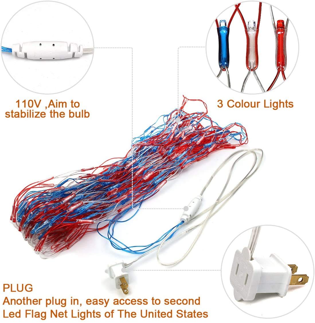 Decute flag net lights feature a clear frame for double-sided visibility.