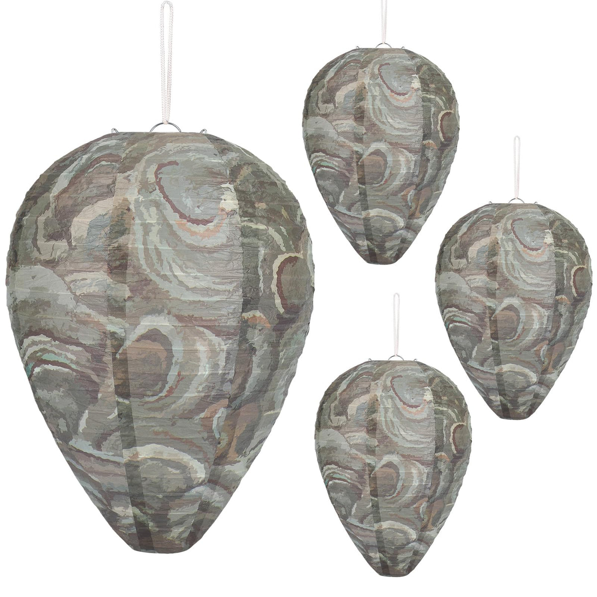 DECYOL 4-pack dark green wasp nest decoy, 8.5in diameter and 11in tall for outdoor deterrence
