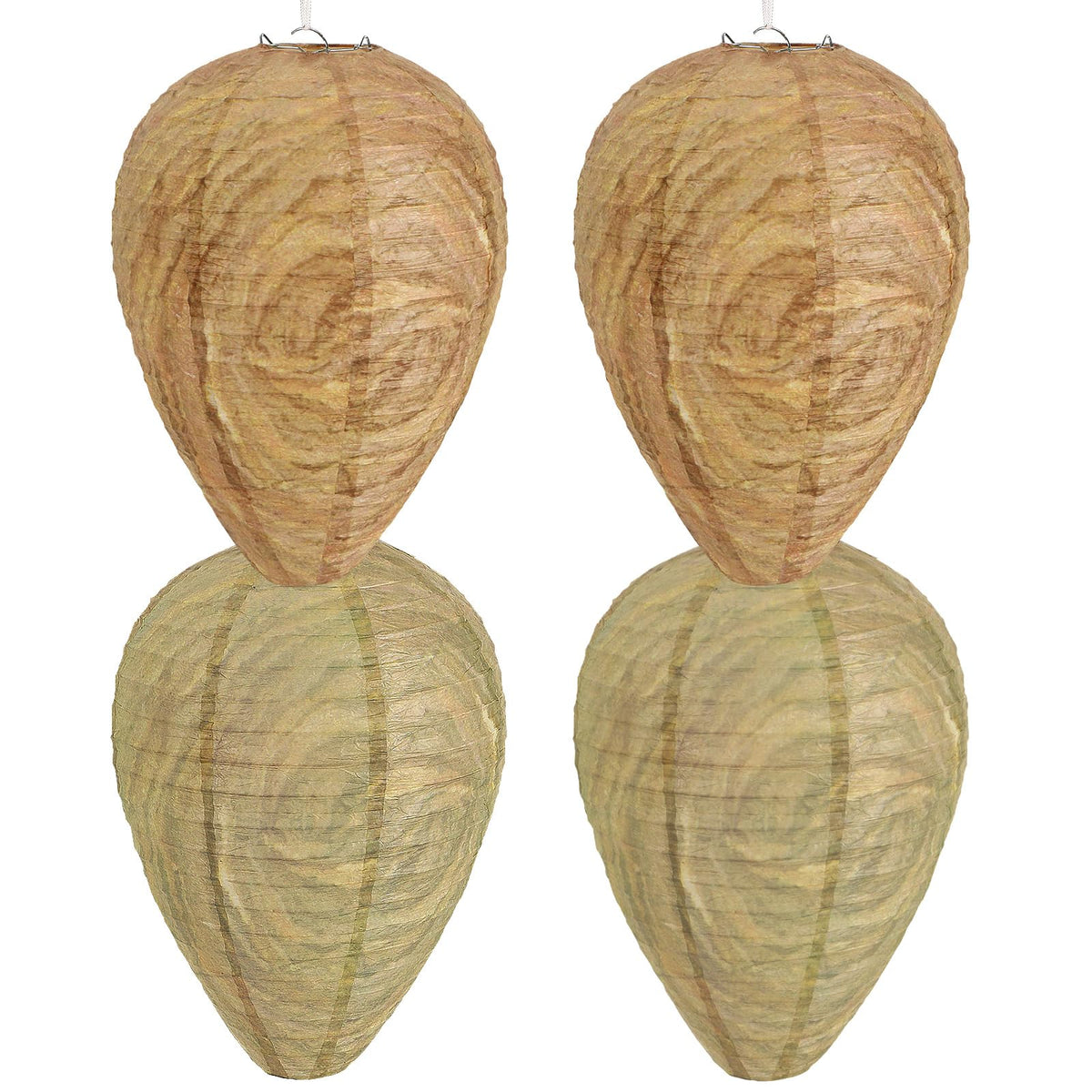 DECYOOL dark brown wasp nest 8x11 hung to deter wasps outdoors.