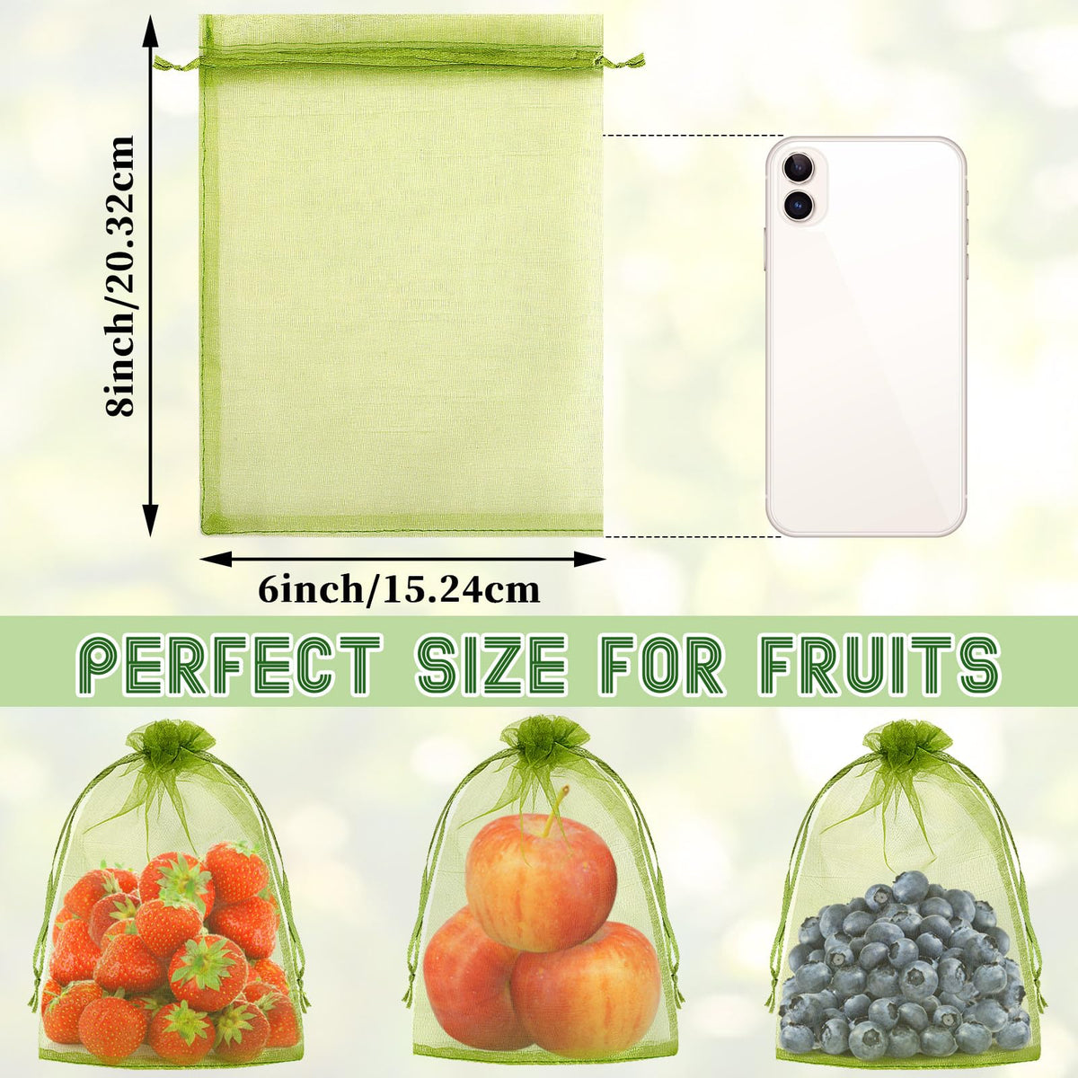 DECYOOL drawstring closure fruit bags enabling quick setup and removal