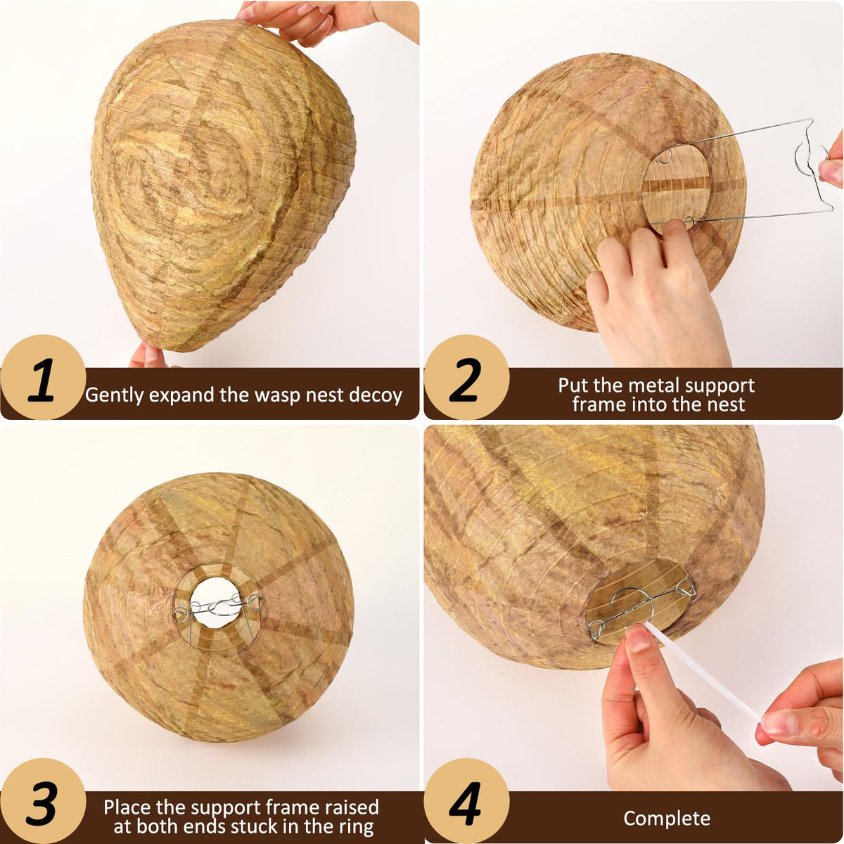Decyool paper nest in dark brown blends with exterior and discourages wasps nearby.