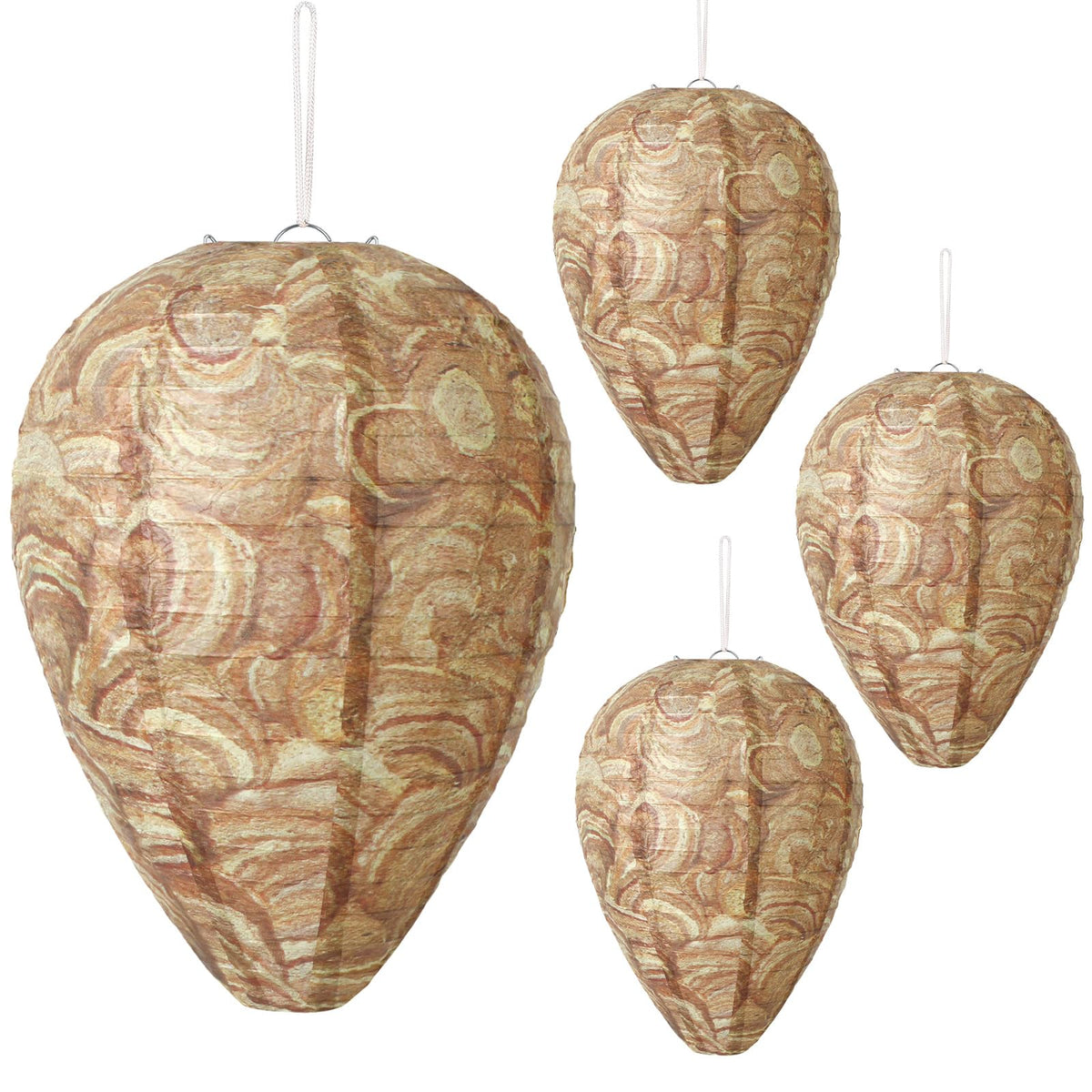 DECYOOL wasp nest decoy 4-pack hanging brown decor keeps wasps at bay outdoors