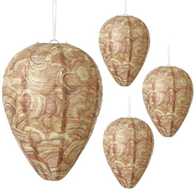 DECYOOL wasp nest decoy 4-pack hanging brown decor keeps wasps at bay outdoors