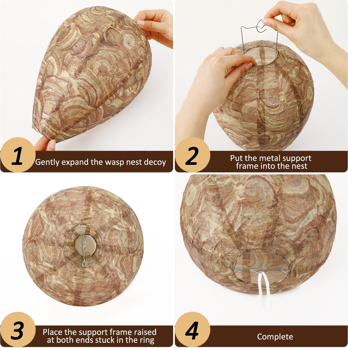 DECYOOL wasp nest decoy hanging edge of roof placement guides protection for patio