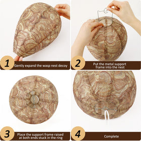 DECYOOL wasp nest decoy hanging edge of roof placement guides protection for patio