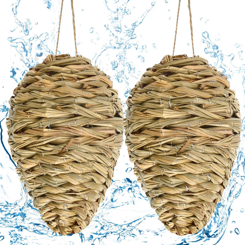 DECYOOL wasp nest deco hanging to deter wasps in outdoor spaces.