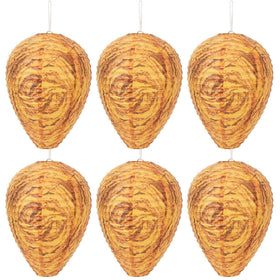 DECYOOL wasp nest decoy orange hanging 6-pack deters hornets and yellow jackets from nearby areas.