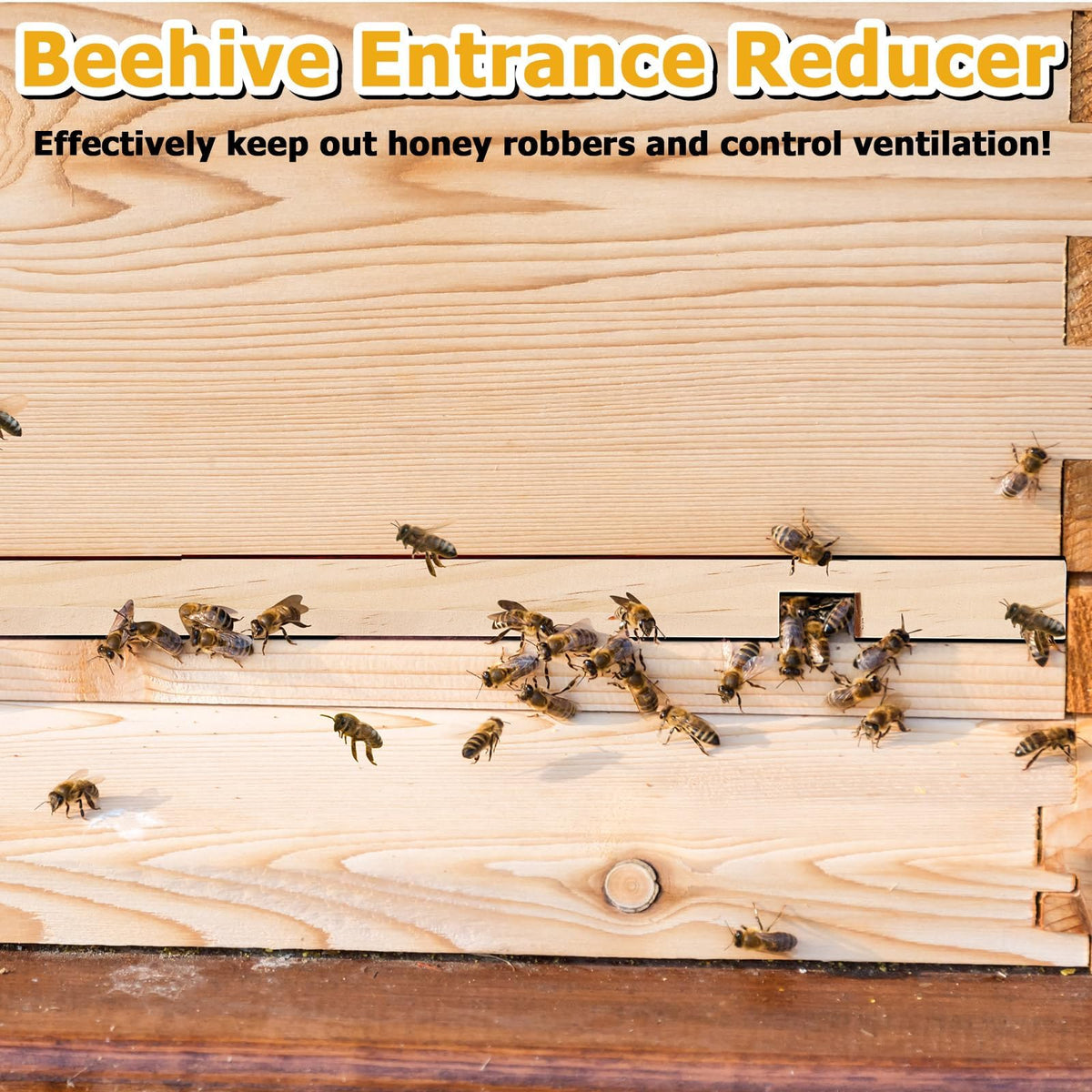 DECYOOL wooden hive entrance reducer with two openings for adjustable ventilation