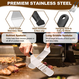 Deedro slant-edge scraper for tidy griddle cleanup and prep