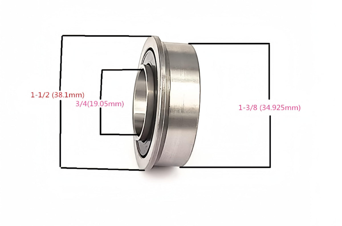 DEEG front-wheel bearing kit installed on a John Deere mower front wheel