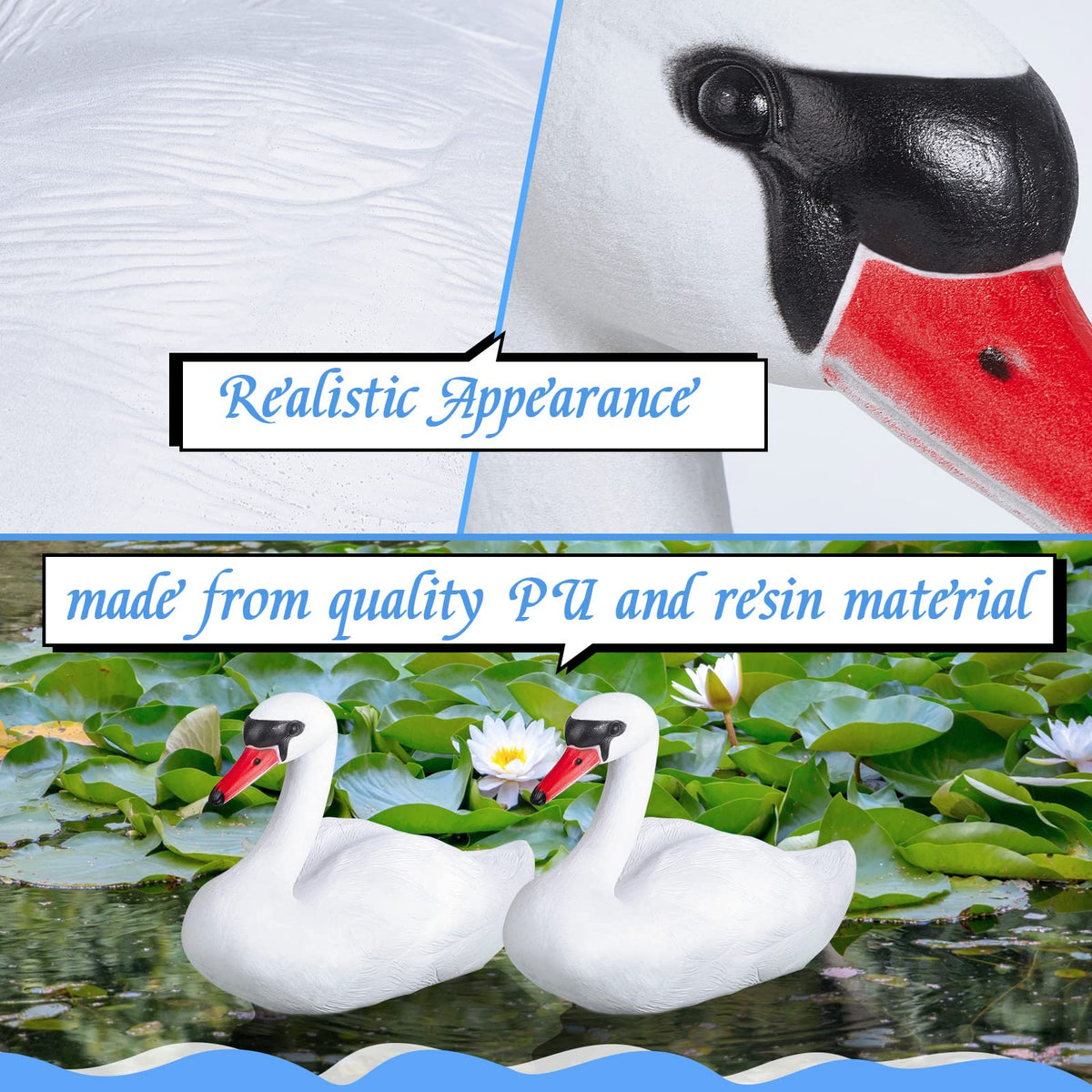 Deekin swan decoy as hunting prop to attract attention safely.