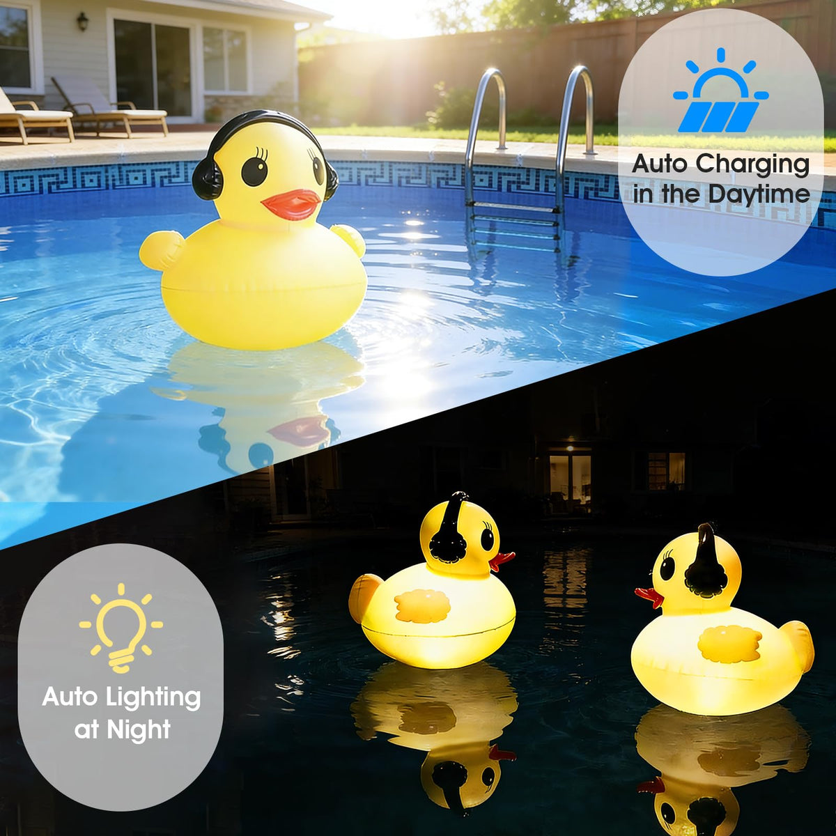 DeeprBetter floating duck pool light decorates water with playful illumination
