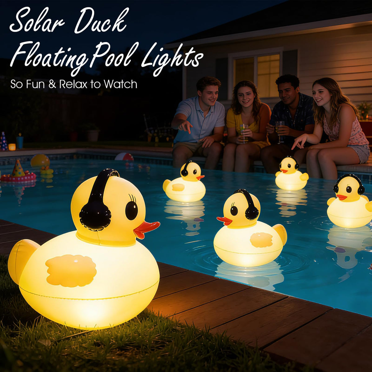 DeeprBetter inflatable solar duck light set up for ponds or pools